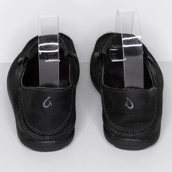 Olukai Boys Moloa Loafer Shoes Slip On Comfort Leather Youth Black Size 1 | AR - Picture 4 of 6